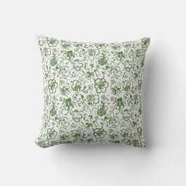 Whimsical Clover Dance – Green Chinoiserie-Inspire Kudde