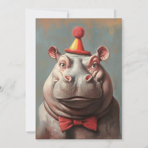 Whimsical Clownflodhästporträtt Inbjudningar