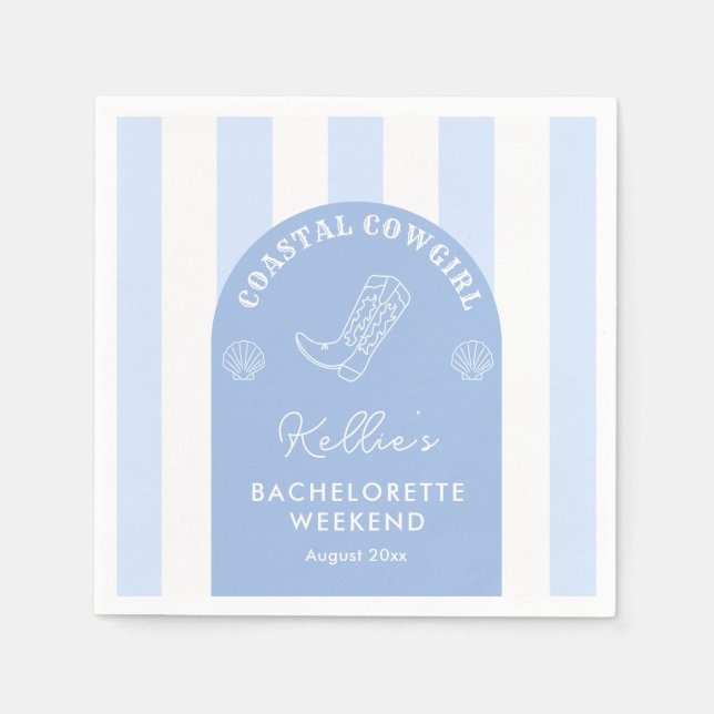 Whimsical Coastal Cowgirl Bachelorette Party Pappersservett (Framsidan)