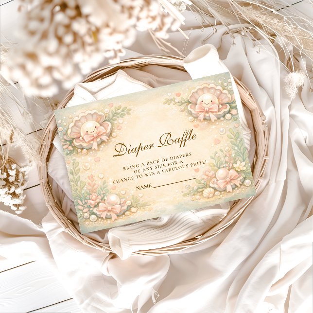 Whimsical Coastal Pearl Diapper Raffle Tilläggskort (Skapare uppladdad)