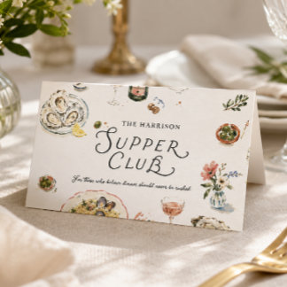 Whimsical Coastal Supper Club Vattenfärg Placeringskort