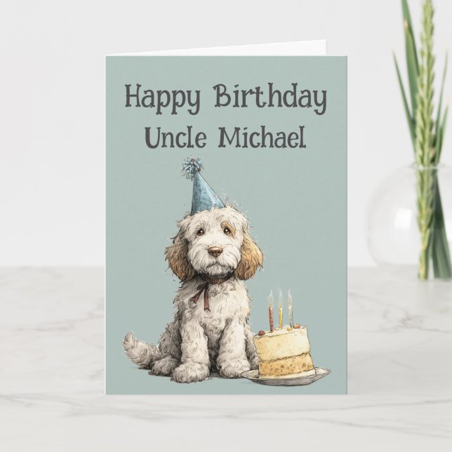 Whimsical Cockapoo Dog Birthday Card Kort (Framsida)