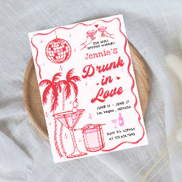 Whimsical Cocktail Drunk i Kärlek Bachelorette Inbjudningar