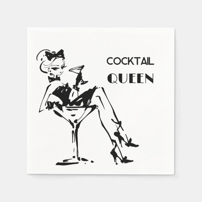 Whimsical Cocktail Queen - Glam Party Vibe Pappersservett (Framsidan)