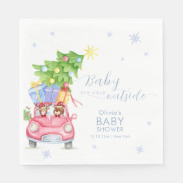 Whimsical Cold Outside Reindeer Bear Baby Shower  Pappersservett