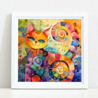 WHIMSICAL COLORFUL CAT POSTER