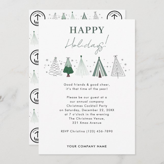 Whimsical Company jul - Logotyp för Party Business Inbjudningar (Fram/baksida)