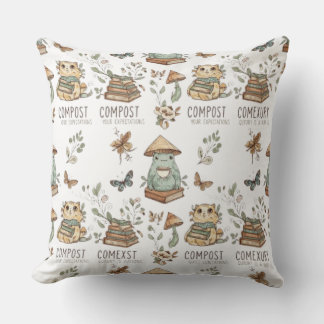 Whimsical "Compost Your Expectations" Frog & Cat P Kudde