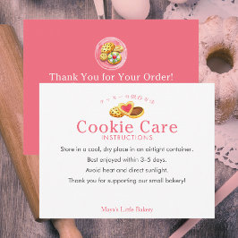 Whimsical Cookies Rosa Kakvårdsinstruktioner Tack Kort
