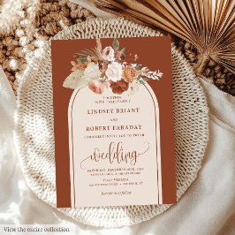 Whimsical Copper Pampas Grass Boho Wedding bjudand Inbjudningar