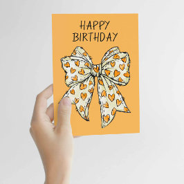 Whimsical Coquette-båge Hjärt Orange Alla Tillfäll Kort