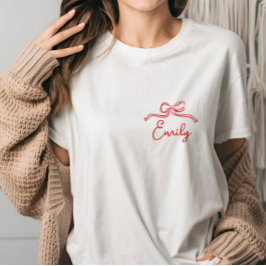 Whimsical coquette båge som knyter knut bröllopsdu t shirt