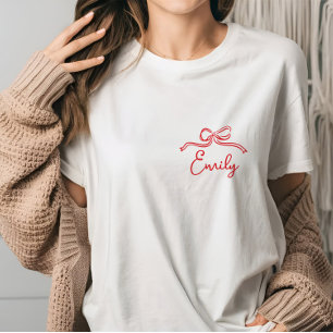 Whimsical coquette båge som knyter knut bröllopsdu t shirt