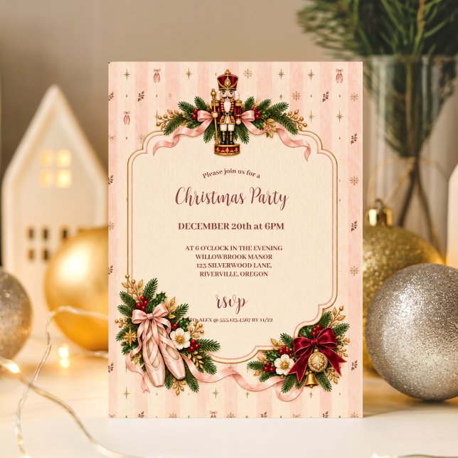 Whimsical Coquette Nötknäckare Jul Inbjudningar (Skapare uppladdad)