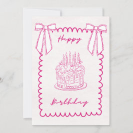 Whimsical Coquette Pink Birthday Card Julkort