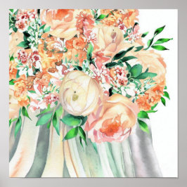 Whimsical Coral, Möhippa Cascading Bouquet 1. Poster