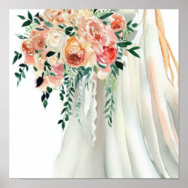 Whimsical Coral, Möhippa Cascading Bouquet 2. Poster