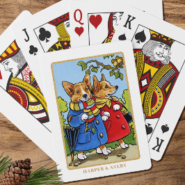 Whimsical Corgi Hund Illustration Anpassningsbar Casinokort