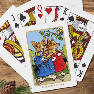 Whimsical Corgi Hund Illustration Anpassningsbar Casinokort