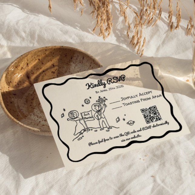 Whimsical cosmic plant RSVP Reply Card OSA Kort (cosmic space RSVP wedding reply card)