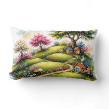 Whimsical Cottage Garden Landscape Art