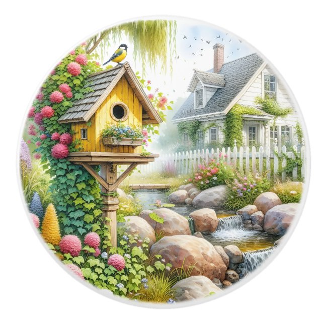 Whimsical Cottage Trädgård Fågelhus Ström Knopp (Framsidan)
