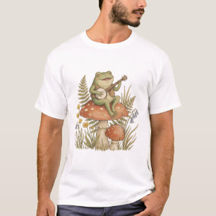 Whimsical Cottagecore Groda som spelar banjo T Shirt