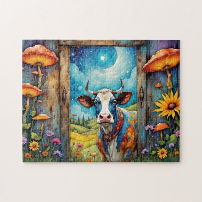 Whimsical Cow Dreamscape Pussel (Horisontell)