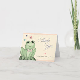 Whimsical Cream Blush Rosa Groda Babyshower Tack Kort