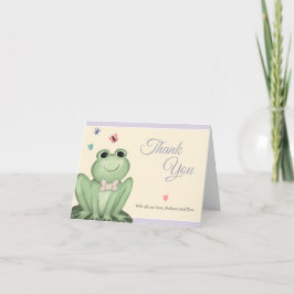 Whimsical Cream Lavendel Groda Baby Shower Tack Kort