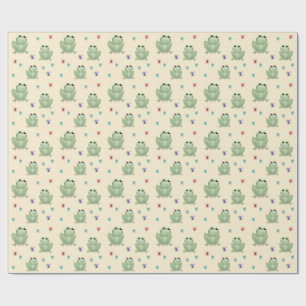 Whimsical Crème Vattenfärg Groda Baby Shower Presentpapper