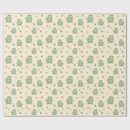 Whimsical Crème Vattenfärg Groda Baby Shower Presentpapper