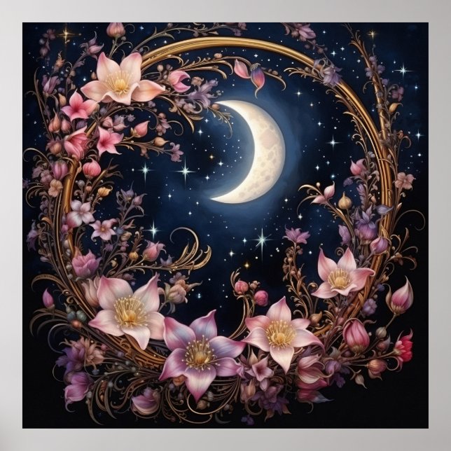 Whimsical Crescent Bloom Poster (Framsidan)