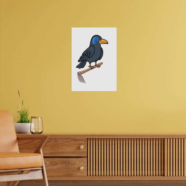 Whimsical Crow Brain Eye - Surreal Dark Raven Poster (Vardagsrum 2)
