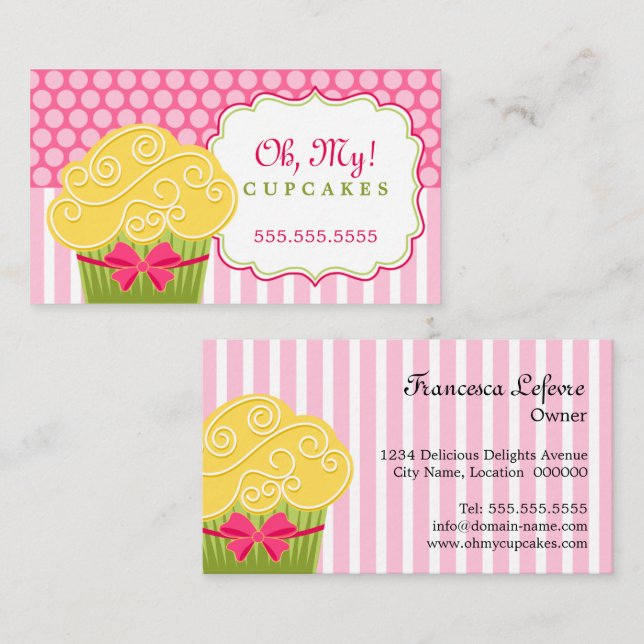 Whimsical Cupcake Bageri Visitkort (Fram/baksida)