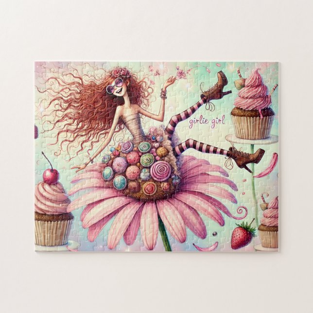 Whimsical Cupcake Fairy Girlie Girl Garden Pussel (Horisontell)