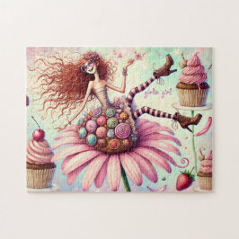 Whimsical Cupcake Fairy Girlie Girl Trädgård Pussel