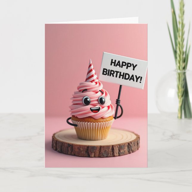 Whimsical Cupcake Födelsedagskort Kort (Framsida)