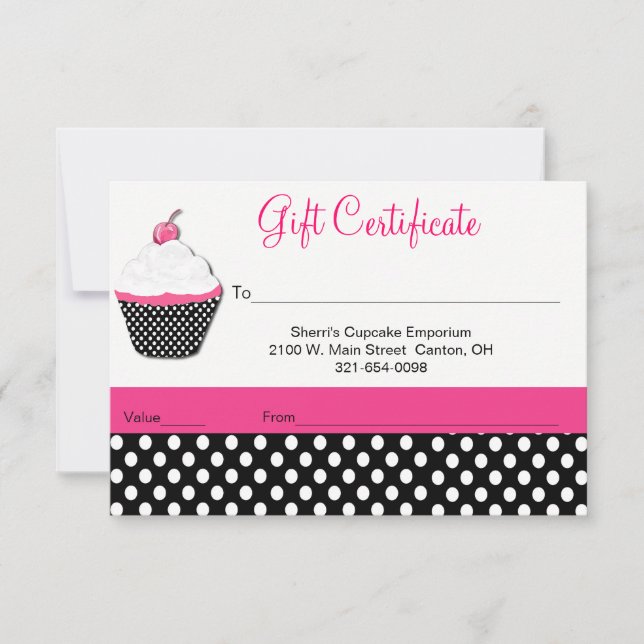Whimsical CupcakeBakery Business Presentkort (Framsida)