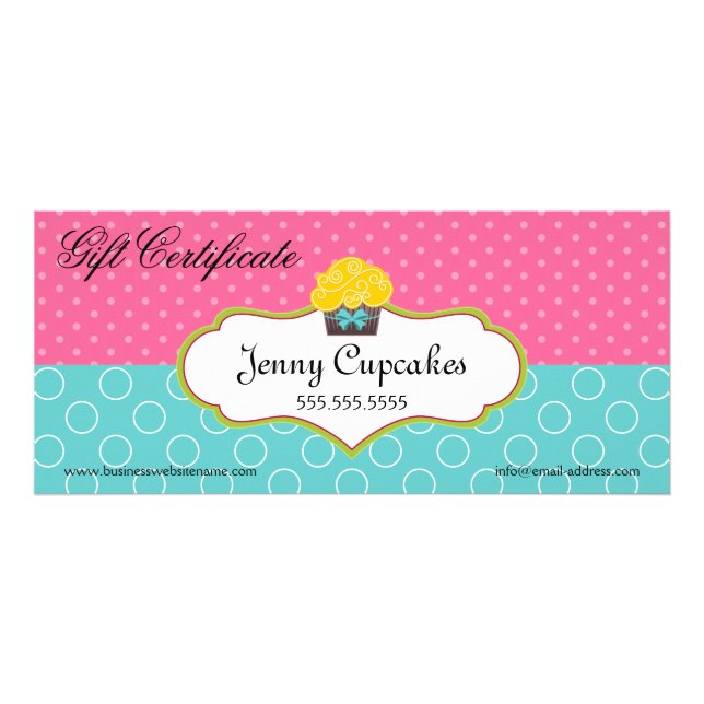 Whimsical Cupcoa Bakery Gift Certificate Reklamkort (Framsidan)