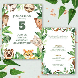 Whimsical Custom Animal Jungle Birthday Invitation Inbjudningar
