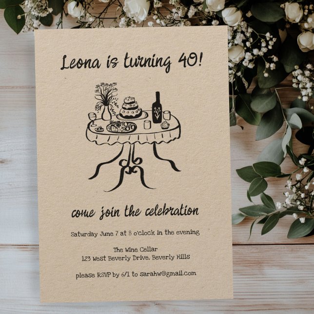 Whimsical Cute Buffet Picnic Anpassningsbar Födels Inbjudningar (Whimsical Cute Buffet Picnic Custom Birthday Party Invitation
)