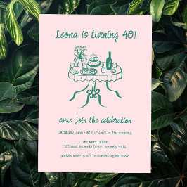 Whimsical Cute Buffet Picnic Anpassningsbar Födels Inbjudningar