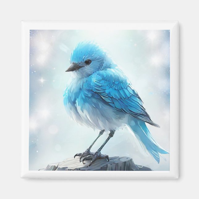 *~* Whimsical Cute Detailed Blue Bird AP54 Art Magnet (Framsidan)