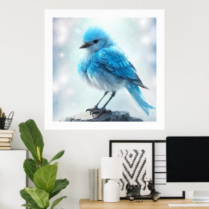 *~* Whimsical Cute Detailed Blue Bird AP54 Art Poster