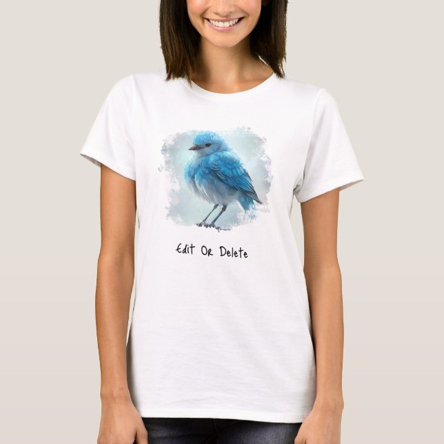 *~* Whimsical Cute Detailed Blue Bird AP54 Art T Shirt (Framsida)