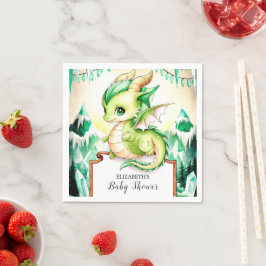 Whimsical Cute Dragon Baby Shower Papper Pappersservett