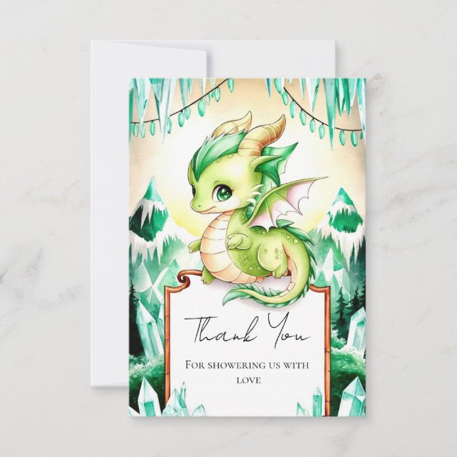 Whimsical Cute Dragon Baby Shower Tack Kort (Framsida)