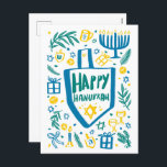 Whimsical Cute Dreidel Menorah ANPASSNINGSBAR HANU Helg Vykort<br><div class="desc">Sötkort för perfekt för ett roligt helgdag kort! Hand skapade konst åt dig! FULLT ANPASSADE! Klicka på "Redigera med Design verktyg" om du vill lägga till en egen anpassningsbar. (Se även min butik efter alternativ design.) Detta är ett vykort, kontrollera om det även finns vikta kort och platta kort samt...</div>