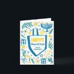 Whimsical Cute Dreidel Menorah ANPASSNINGSBAR HANU Helgkort<br><div class="desc">Sötkort för perfekt för ett roligt helgdag kort! Hand skapade konst åt dig! FULLT ANPASSADE! Klicka på "Anpassa" ovan om du vill redigera texten. Klicka på "Redigera med verktyg" för att justera typsnitt, färg och placeringar. (Se även min butik efter alternativ design.) Detta är ett vikat kort, kontrollera om det...</div>